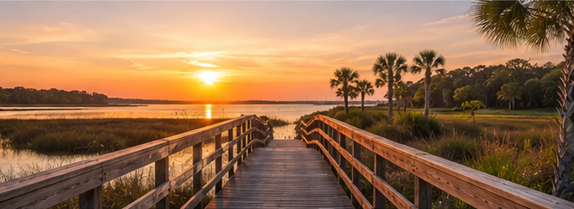Lowcountry marsh at sunset near Hilton Head Island