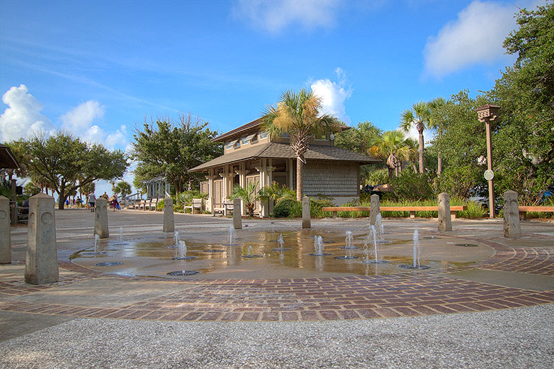 Fountain and pedestrian area near Coligny Beach on Hilton Head Island